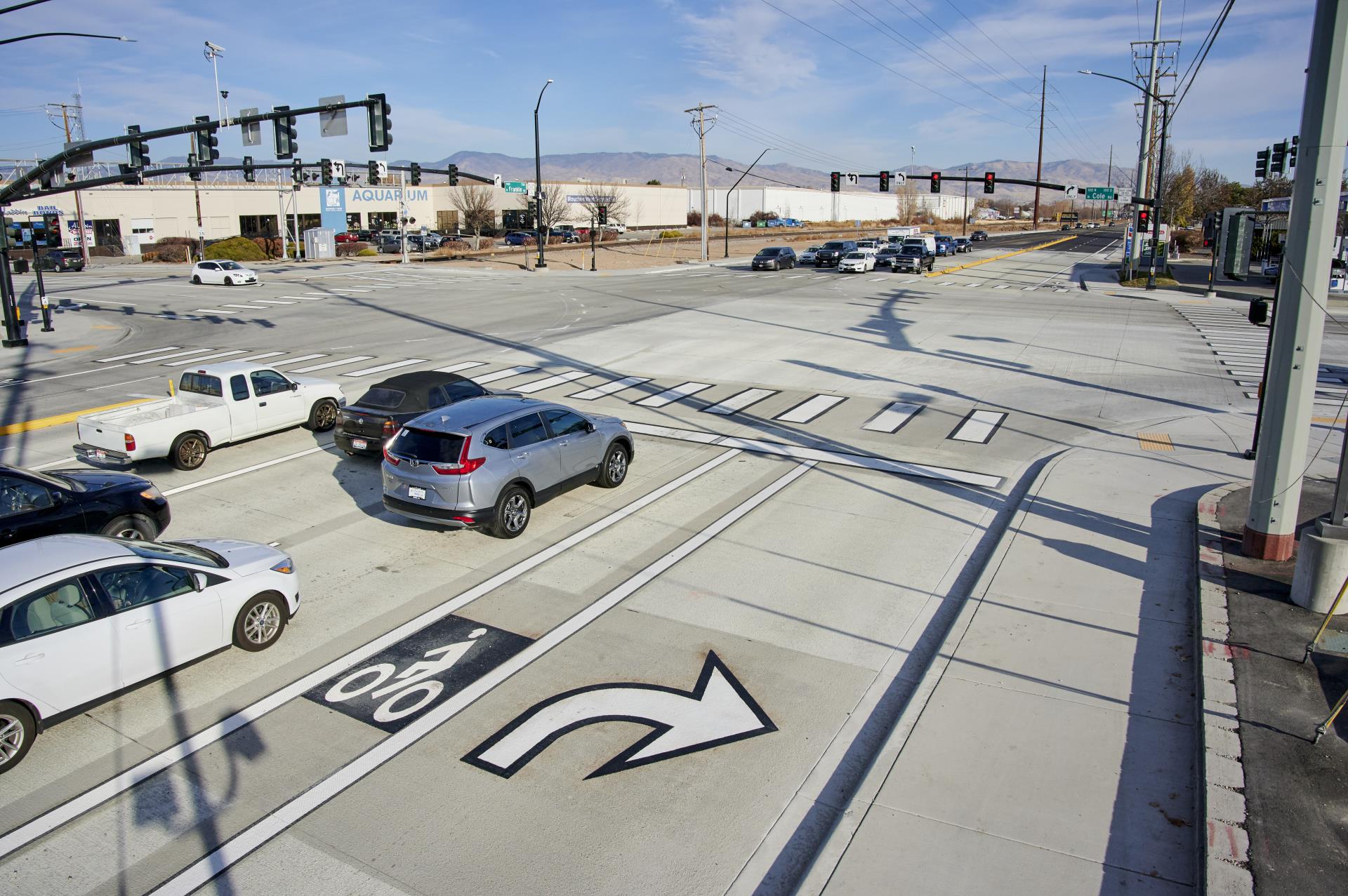 Cars waiting at intersection