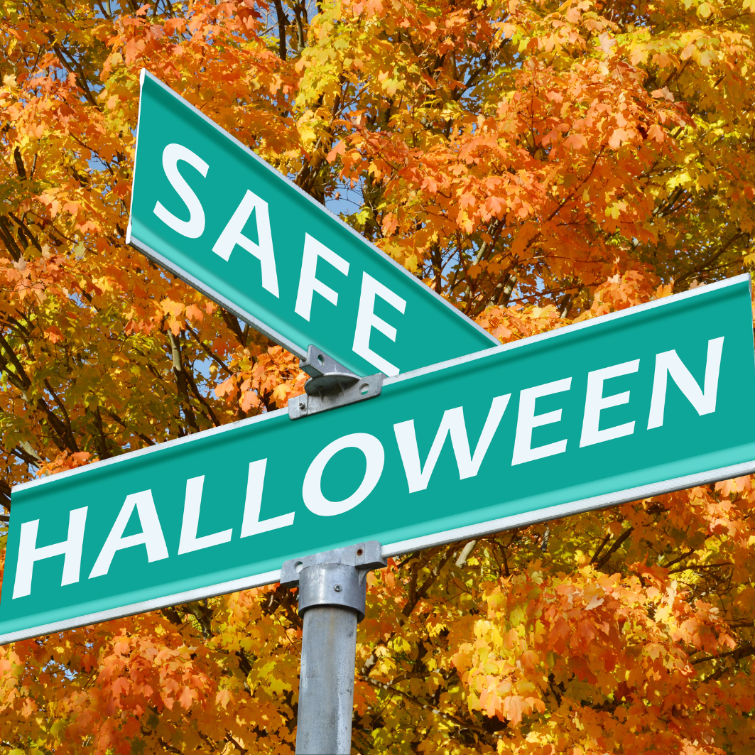 Street sign that says Safe Halloween