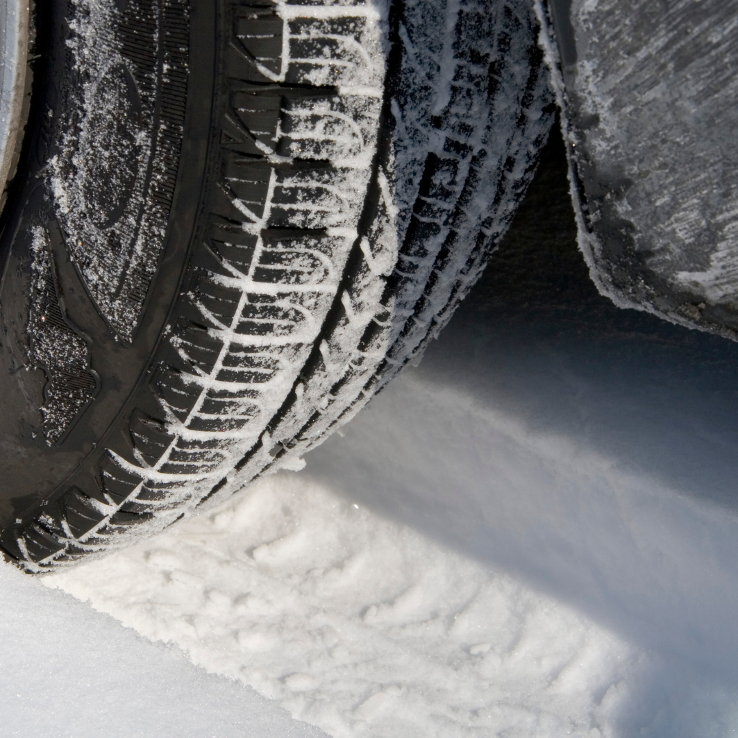 Car tires in snow