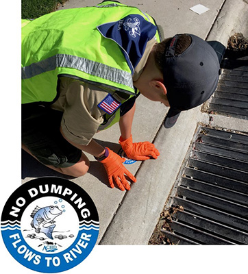 Volunteer Marking Storm Drain