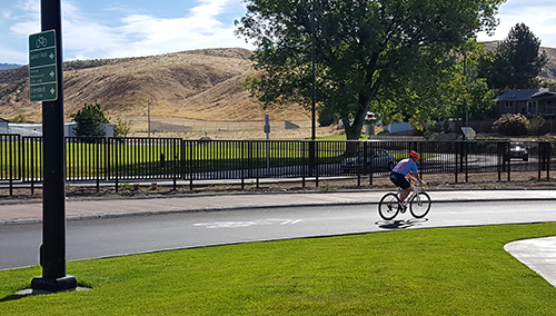 Photograph of cyclist on dogbone