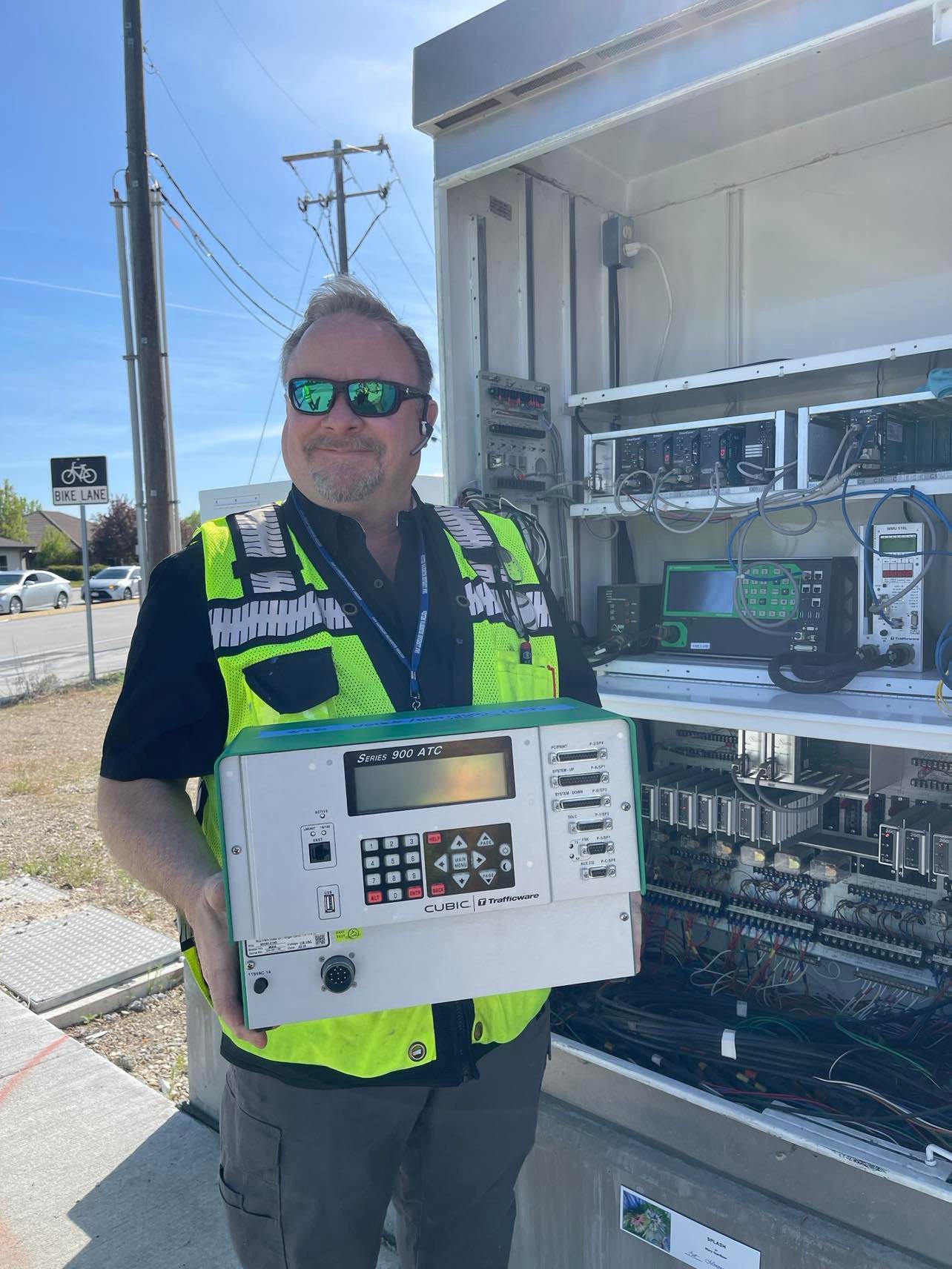 Person holding electric box